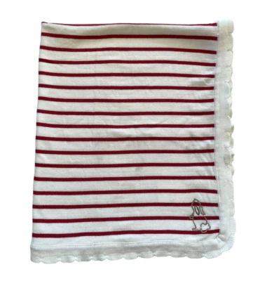 IKEA RODHAKE Manta Cuna Bebé Rayas Rojo Blanco 32X39 pulgadas Bordes Festoneados Conejito Foto 1 de 4