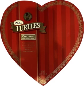Vintage DeMETs Schildkröte Valentinstag Streifen Herz Schokoladenschachtel 10,75" rot Geschenk romantisch - Bild 1 von 6