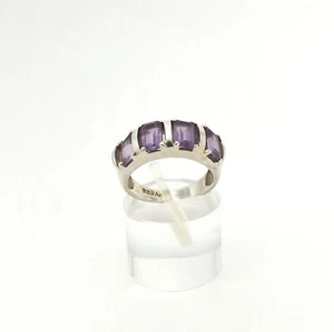 Alwand Vahan Sterling Silver Emerald Cut Purple Amethyst Wide Band Ring sz5 4gr - Picture 1 of 5