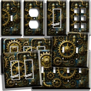 STEAMPUNK MESSING ZAHNRÄDER ROHRE KUNST LICHTSCHALTER STECKDOSE WANDPLATTEN INDUSTRIE DEKOR - Bild 1 von 35