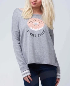NWT LISA TODD ALWAYS FRESH DONUT SWEATER / TOP - EMBROIDERED ARTISAN NEW SM - Picture 1 of 8