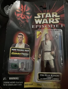 Star Wars Obi-Wan Kenobi Toy Jedi Action Figure Episode I COMMTECH 1999 Pack Dam - Picture 1 of 3