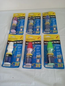Set of 6 colors window paint for indoor / outdoor use Paint on window glass - Picture 1 of 8