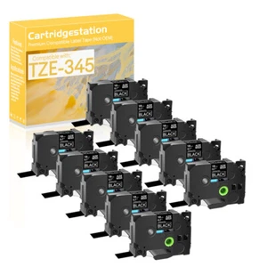 10x Compatible para Brother TZe TZ345 PT-2030 PT-350 Cinta Etiqueta Blanca/Negro 3/4" - Imagen 1 de 9