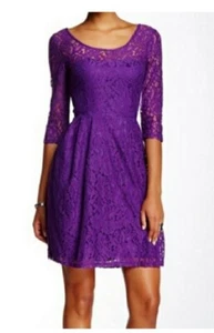 Vestido de Encaje Betsey Johnson Talla 8 Púrpura NUEVO AÑOS 80 Ajuste Acampanado Punk Rockabilly Lindo - Imagen 1 de 18