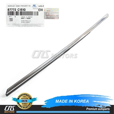 ⭐GENUINE⭐ Front Fender Chrome Molding RIGHT for 18-19 Hyundai Sonata 87772C1510 Foto 1 de 4