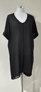 Elk Size S Black Shift Dress or Tunic Short Sleeve Hi Low Oversized - Like New - Picture 1 of 7