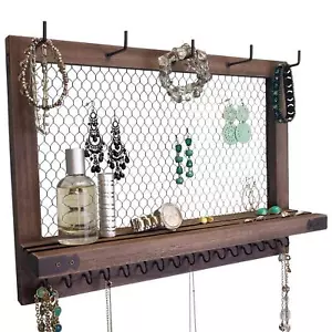 Wall Hanging Jewelry Organizer | Rustic Jewelry Organizer Hanging on Wall | W... - Picture 1 of 8