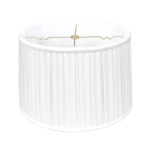 Royal Designs Shallow Drum English Box Pleat Basic Lamp Shade, White, 17"" x ... - Picture 1 of 8