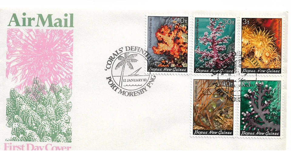 Juego de 5 corales 1983 FDI Port Moresby 12 enero 1983 cubierta sin dirección  Foto 1 de 1