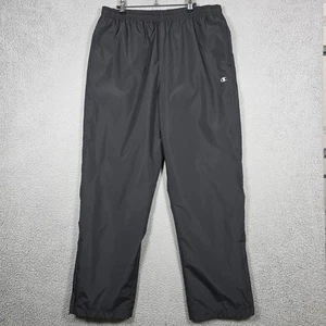Pantalones deportivos Champion para hombre grandes negros con cremallera al tobillo relajados con cordón forrados de malla - Imagen 1 de 7