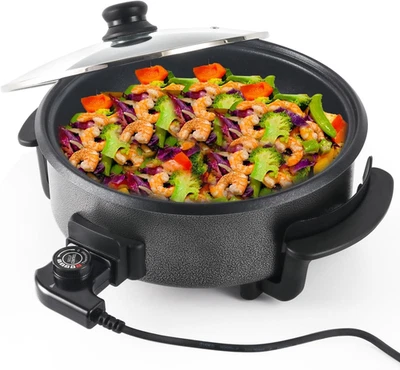 Padella Elettrica Da 30 Cm, Con Coperchio, 1500 W, Antiaderente, Portatile, Con  - Immagine 1 di 4