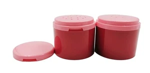 Tupperware Red Plastic Round Salt N Pepper Shaker Serving (2) 80ml Set - Picture 1 of 7