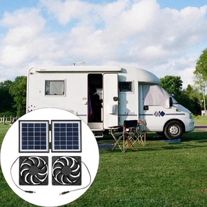 Foldable Solar Exhaust Fan 10W Solar Panel Greenhouse Fan Air Extractor - Picture 1 of 8