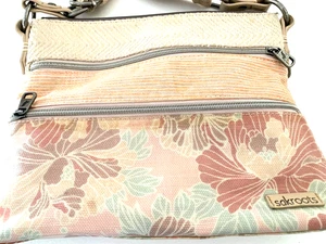 SAKROOTS Handtasche rosa blau silber Blumen glasiert Canvas beige Umhängetasche - Bild 1 von 16
