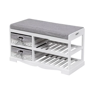 Sitzbank Schuhschrank Schuhregal Truhenbank Körben Schuhablage mit Sitzkissen DE - Bild 1 von 4