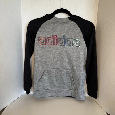 Adidas Hoodie Girls L 14 Gray Spellout Logo School Play Casual Outdoor Pullover - Image 1 of 3