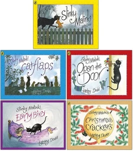 NEW x 5 Slinky Malinki Series Lynley Dodd Early Bird Christmas Crackers Catflap - Picture 1 of 1