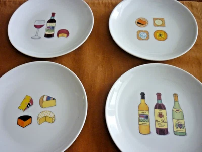 ¡¡REBAJADO!! Juego/4 De Colección. Platos de vino/queso de cerámica Boston Warehouse 2001 de 6,5" Foto 1 de 4