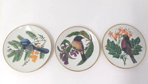 Lote de 3 mini platos de porcelana Franklin Songbird floral edición limitada Signature Ed. 3" - Imagen 1 de 8