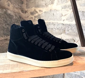 TOM FORD Herren Gr. 43 Schwarz Samt Russel High-Top Sneaker - Bild 1 von 6
