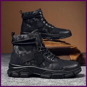 Men Boots Casual Outdoor Desert Boots Autumn Fashion Camouflage Lace-up Platform - Picture 1 of 22