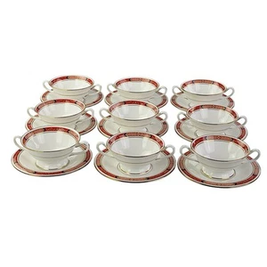 Royal Worcester, Beaufort Red, 9 X Soup Coups - Picture 1 of 4