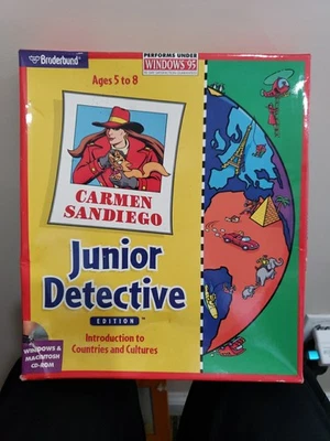 New Vintage Broderbund Carmen Sandiego Junior Detective Edition CD ROM LOOK! - Image 1 of 4