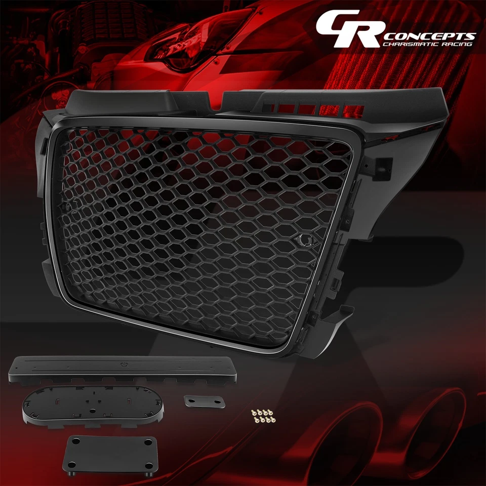 Black RS4 Honeycomb Grille Assembly w/ Parking Sensor Hole for 2009-2013 Audi A3 — 第 1/4 张图片
