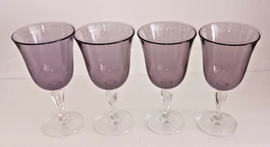 Set of 4 Vintage Amethyst Cocktail Glasses/Goblets - 8" Tall, 4" Across the Rim - Picture 1 of 4