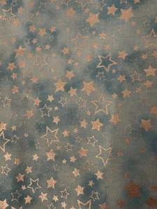 Christmas Sparkling Cotton Fabric Silver And Gold Shimmering Stars 1.5 Yards - Picture 1 of 2