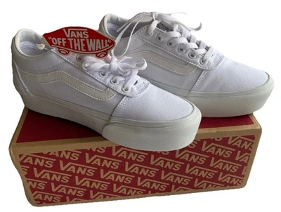 Vans женщин Ward платформе кроссовки 7,5 США белый холст прогулочные туфли Великобритании 5 новый в коробке - Изображение 1 из 4