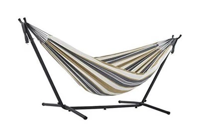  Double Hammock with Space Saving Steel Stand, Upgraded Desert Moon Cotton - Image 1 of 4