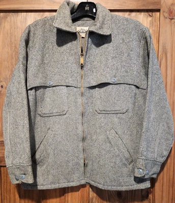 Vintage Woolrich Jacket Mens 42 Wool Tweed Bomber Made USA Full Zip Unlined 70s - Image 1 of 4