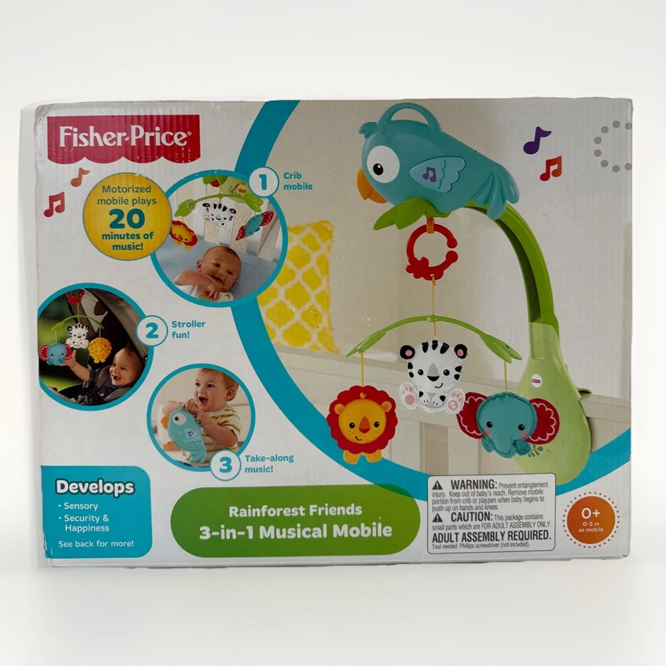 Fisher-Price Rainforest Friends 3 en 1 Musical Móvil Cuna Chupete Bebés 2014 Foto 1 de 4