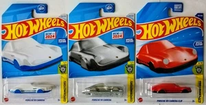 Hot Wheels Porsche 911 Carrera Coupe Clip silber+rot+weiß Experimotors 3 Stück - Bild 1 von 7