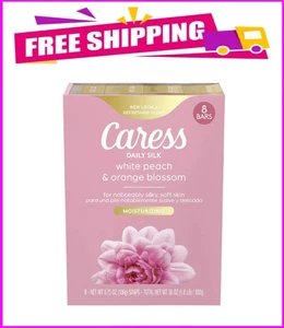 Caress 8 Stück Daily Silk Bar Soap White Peach & Orange Blossom Floral Oil Essence - Bild 1 von 7