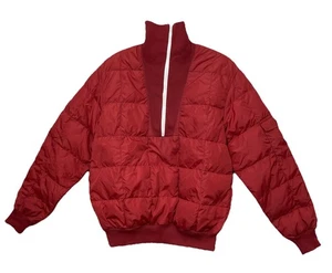 Eddie Bauer 80’s Goose Down Drivers Jacket Men’s Gr. Large 1/4’s Zip Red -LESEN- - Bild 1 von 22