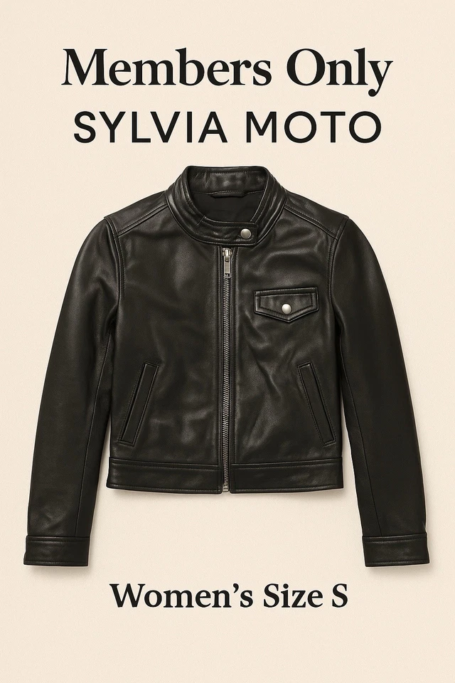 Chaqueta de cuero Members Only Sylvia Moto para mujer talla S negra suave cremallera bolsillo a presión Foto 1 de 4