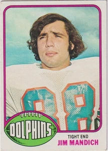 1976 Topps NFL #154 Jim Mandich Dolphins - Foto 1 di 2