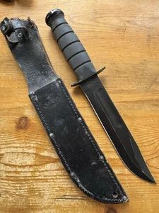 Ka-Bar 1211 Fixed Blade Knife with Black Leather Sheath Made in USA 1095 Steel - Picture 1 of 15