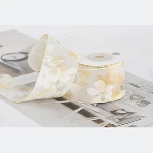 Fresh Floral Flower Chiffon Sheer Ribbon Organza DIY Handmade - 3.8cm*9M Reel - Picture 1 of 8
