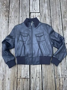 NWT Knoles & Carter Genuine Italian Lambskin Leather Jacket Womens XL navy Blue - Picture 1 of 8