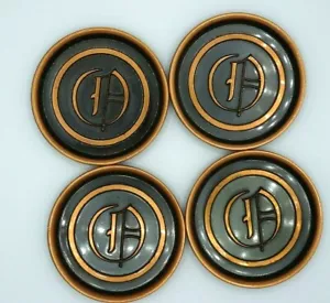 Hyde Park Set-4 Copper Plated Heavy Mini Coasters Trinket Tray Ashtray VTG MCM - Picture 1 of 8