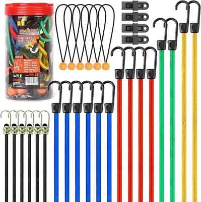heavy duty assortment bungee cords with hooks 2pcs heavy duty bungie cord set - Image 1 of 4