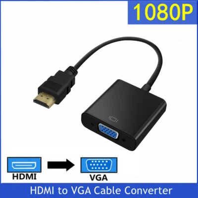 HDMI INPUT to VGA OUTPUT Converter Adapter Cable 1080p for PC TV Monitor Black - Bild 1 von 4