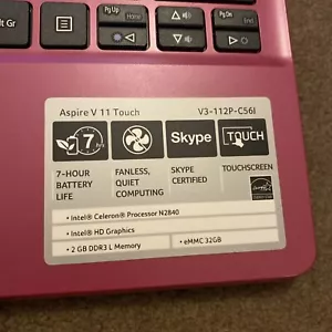 Acer Aspire V11 Touch V3-112P 11.6” Laptop - 32GB Touchscreen Please Read - Picture 1 of 3