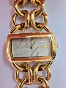 DKNY Damen Uhr Rechteckig NY-4366 Edelstahl vergoldet 3 ATM Quarz (Batterie Neu) - Picture 1 of 9