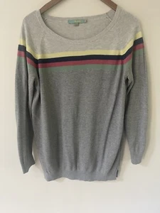 Suéter Boden Mujer Talla 6 Gris Algodón Viscosa Jersey Rayas Pullover Relajado - Imagen 1 de 11