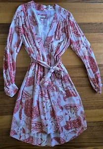 Country Road Red and Pink Paisley Dressing Gown, XS - Picture 1 of 10